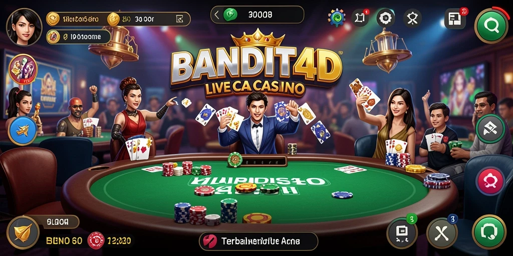 Tampilan gameplay menarik dari BANDIT4D yang menunjukkan dealer langsung.