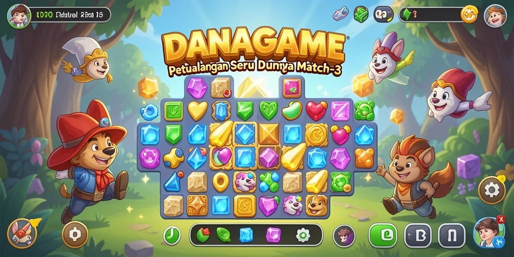 Screenshot utama DANAGAME menampilkan gameplay seru Match-3.