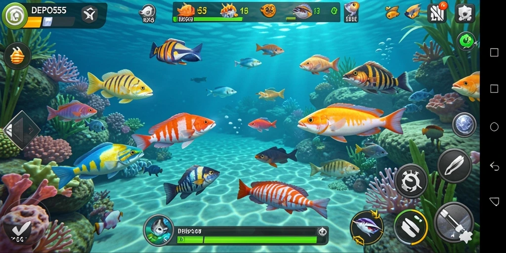 Screenshot DEPO555 menampilkan momen intens dalam permainan Tembak Ikan.