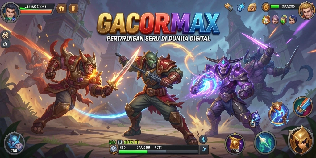 Tampilan gameplay GACORMAX yang mendebarkan saat karakter bertarung.