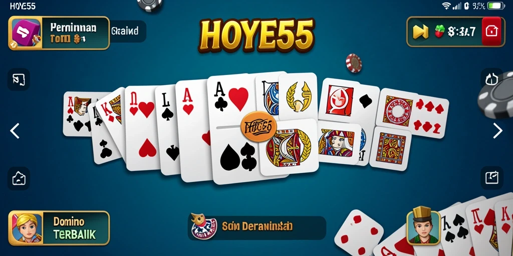 Screenshot HOYE55 menampilkan gameplay seru domino yang menantang.