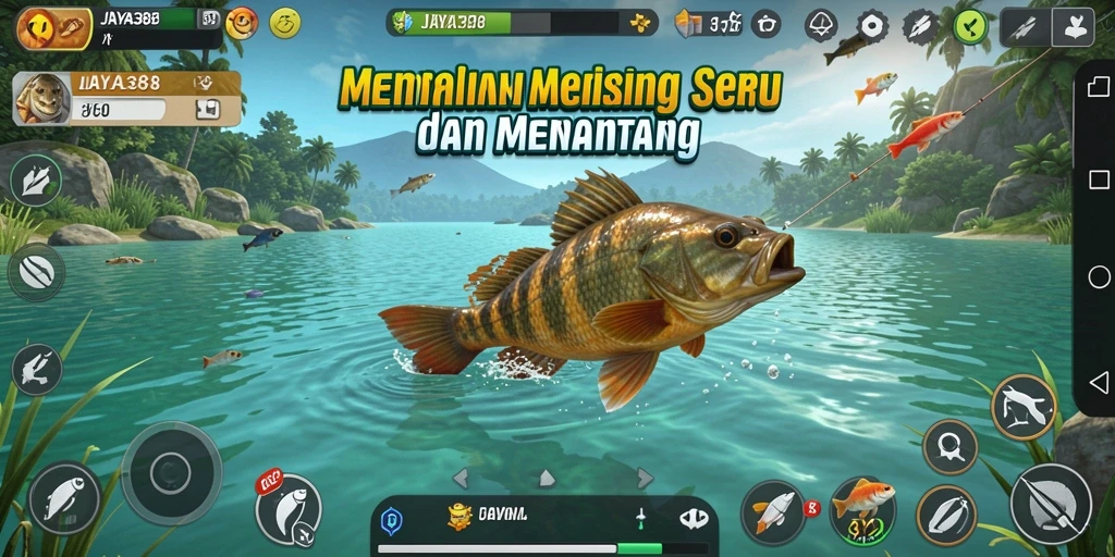 Screenshot gameplay JAYA388 menampilkan aksi memancing yang seru.
