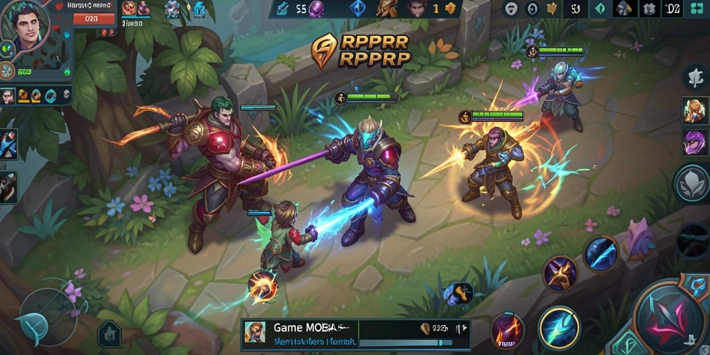 Screenshot RPRPRP menampilkan aksi seru dalam gameplay MOBA.