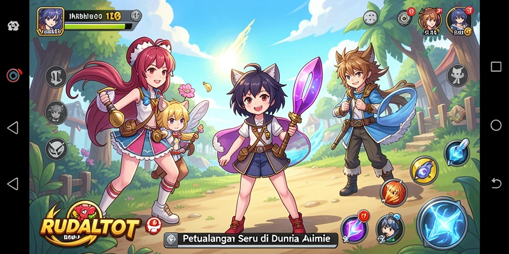 Tangkapan layar gameplay RUDALTOTO menunjukkan aksi seru dalam petualangan anime.