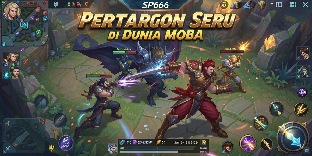Tampilan aksion seru dari karakter dalam SP666 di pertarungan MOBA.