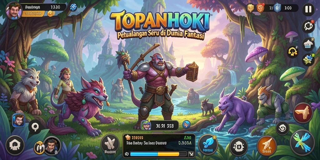 Screenshot gameplay TOPANHOKI menampilkan petualangan seru di dunia fantasi.
