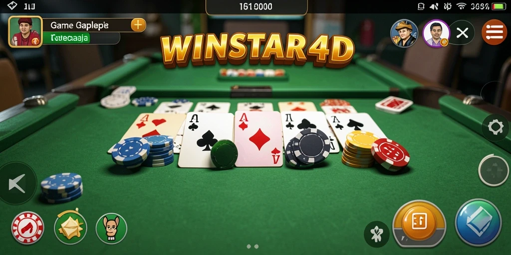 Tampilan seru gameplay Gaple di WINSTAR4D.
