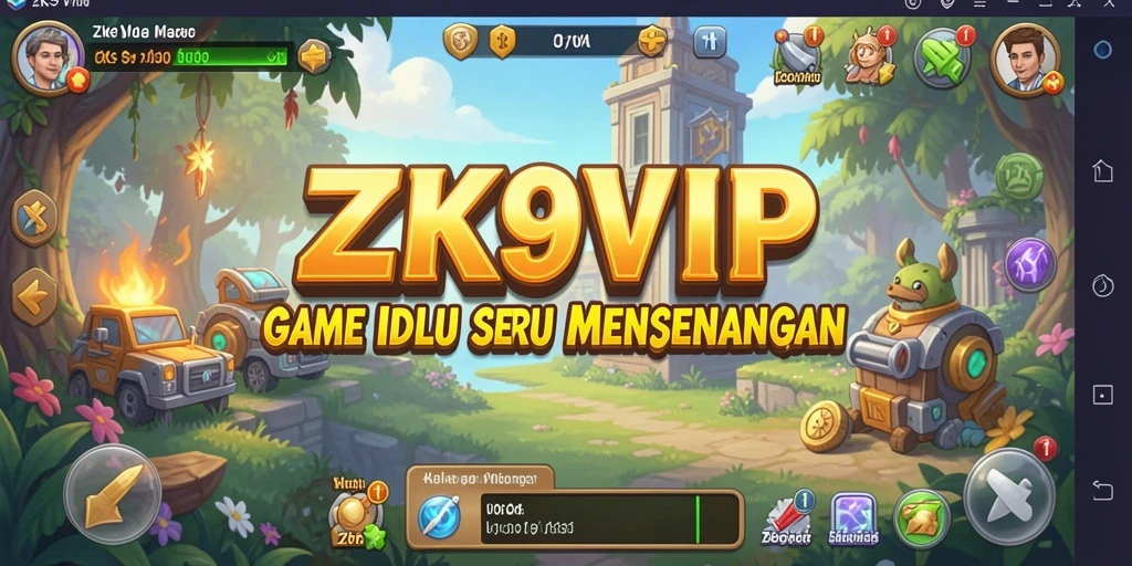 Tampilan gameplay ZK9VIP menunjukkan karakter yang mengumpulkan sumber daya secara otomatis.